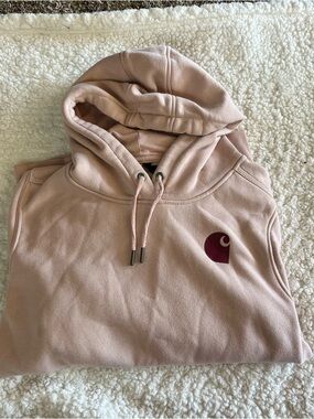 Carhartt Dusty Rose Pullover Hoodie with Maroon Logo